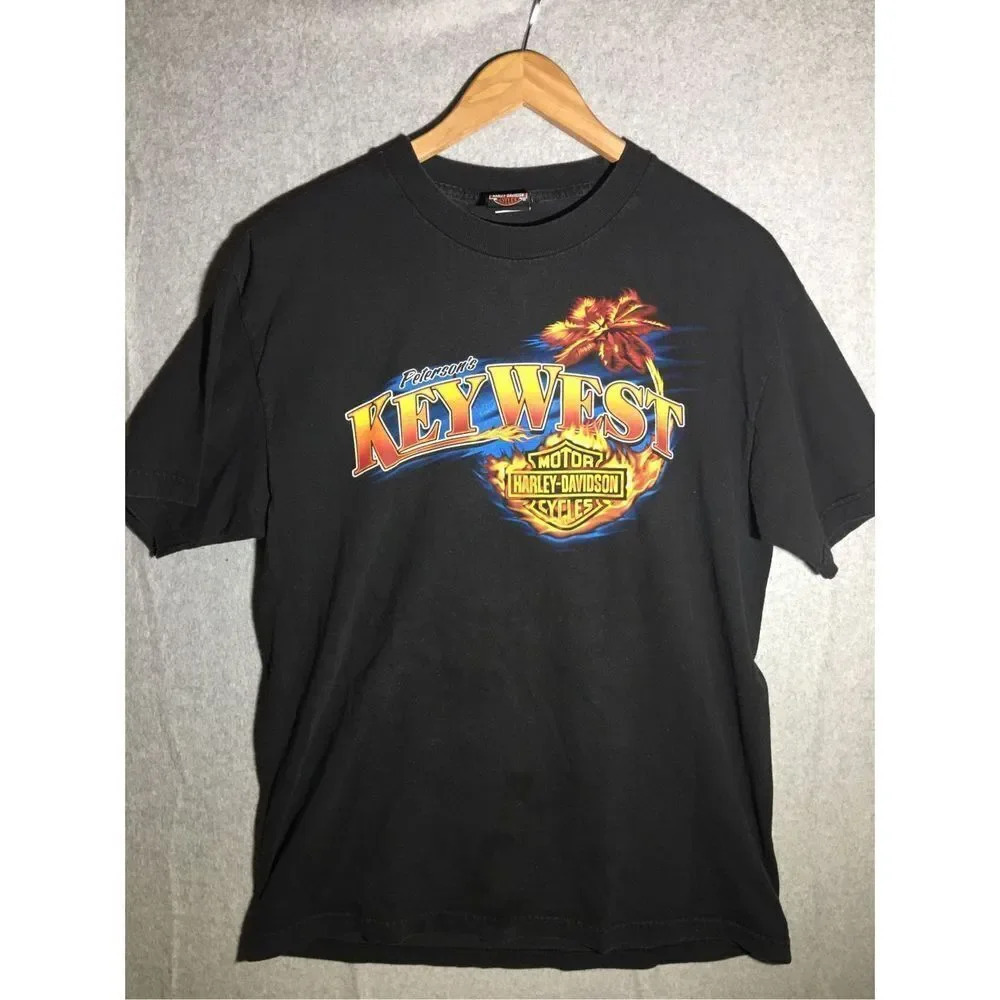 Mens Harley Davidson Tee Shirt Key West Florida Colorful Biker Motorcycle
